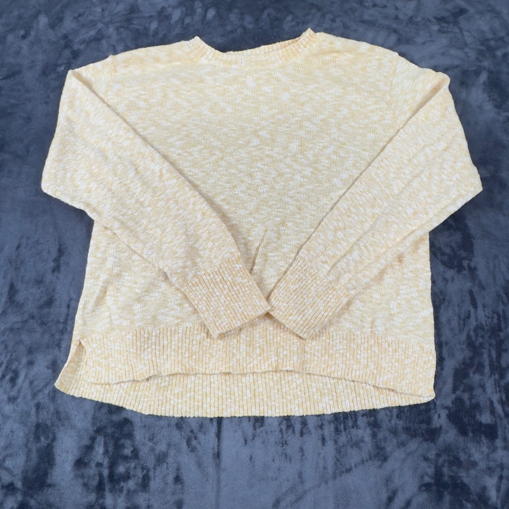 J.Crew Sweater Womens Large Yellow Marled Knit Cotton Blend Long Sleeve Crewneck